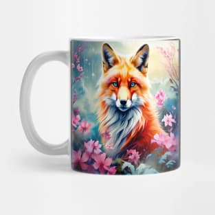 Red Fox with Flowers and Forests Mug